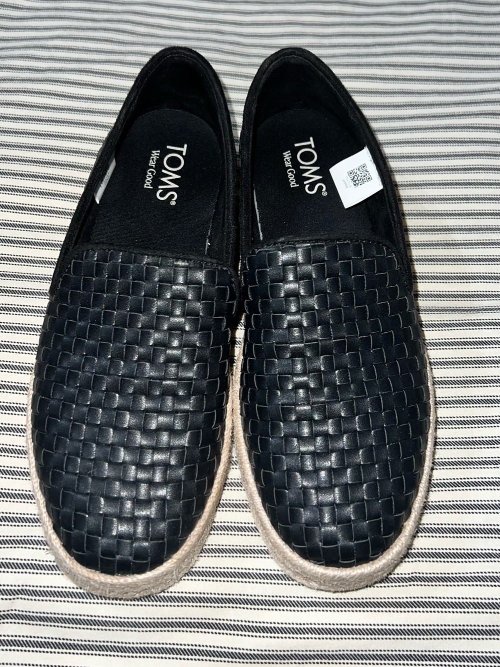 TOMS women’s Black Woven Slip-On Espadrille